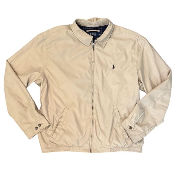 Polo Ralph Lauren Harrington Jacket Mens 2XL tan plaid Classic Zip Up pony logo - Picture 1 of 12